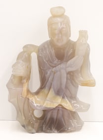 Chinese Agate Large Guanyin with Dog