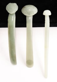 3pc Chinese Jade Ruyi Form Hair Pins