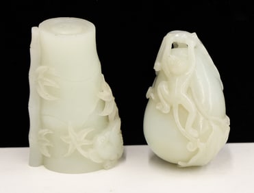 2pc Chinese Jade Large Figural Pendants