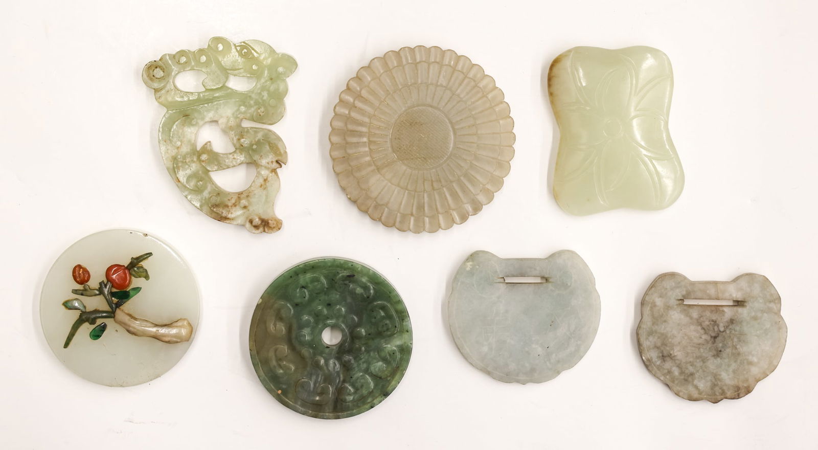 7pc Chinese Jade Pendants & Plaques (1 of 2)