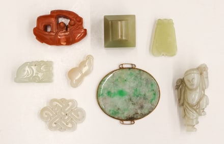 8pc Chinese Small Jade Carvings etc.