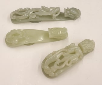 3pc Chinese Jade Dragon Belt Hooks