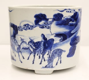 Chinese Blue & White Large Brush Pot