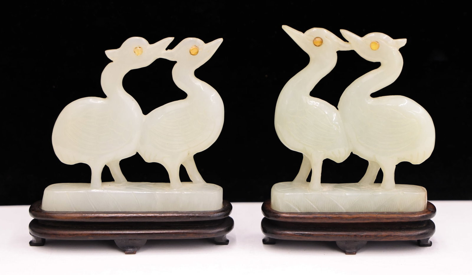 Pair Chinese Jade Mughal Style Birds on Stands (1 of 8)