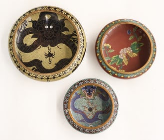 3pc Chinese Cloisonne Brush Washers