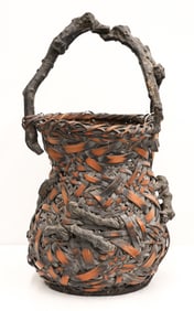 Japanese Large Ikebana Handled Basket