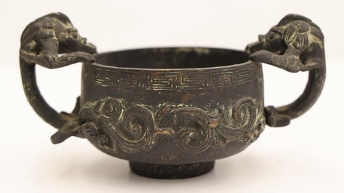 Chinese Bronze Animal Handled Censer