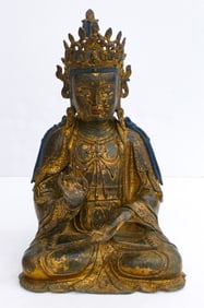 Chinese Parcel Gilt Bronze Seated Guanyin