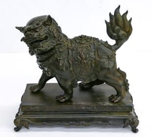 Fine Chinese Bronze Foo Lion on Stand