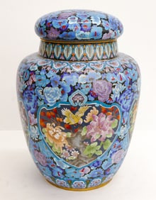 Chinese Cloisonne Large Floral Floor Jar