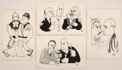Ken Fallin ''Four Caricatures'' Ink and Graphite (1 of 1)