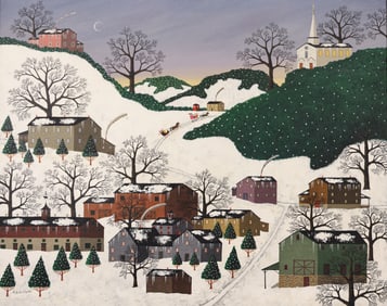 Charles Wysocki ''Vermont Winter'' Oil on Canvas