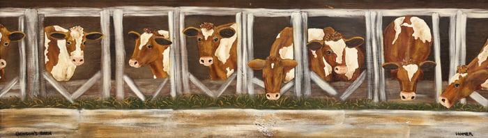 Jessie Homer French ''Benson's Barn'' Oil on Panel