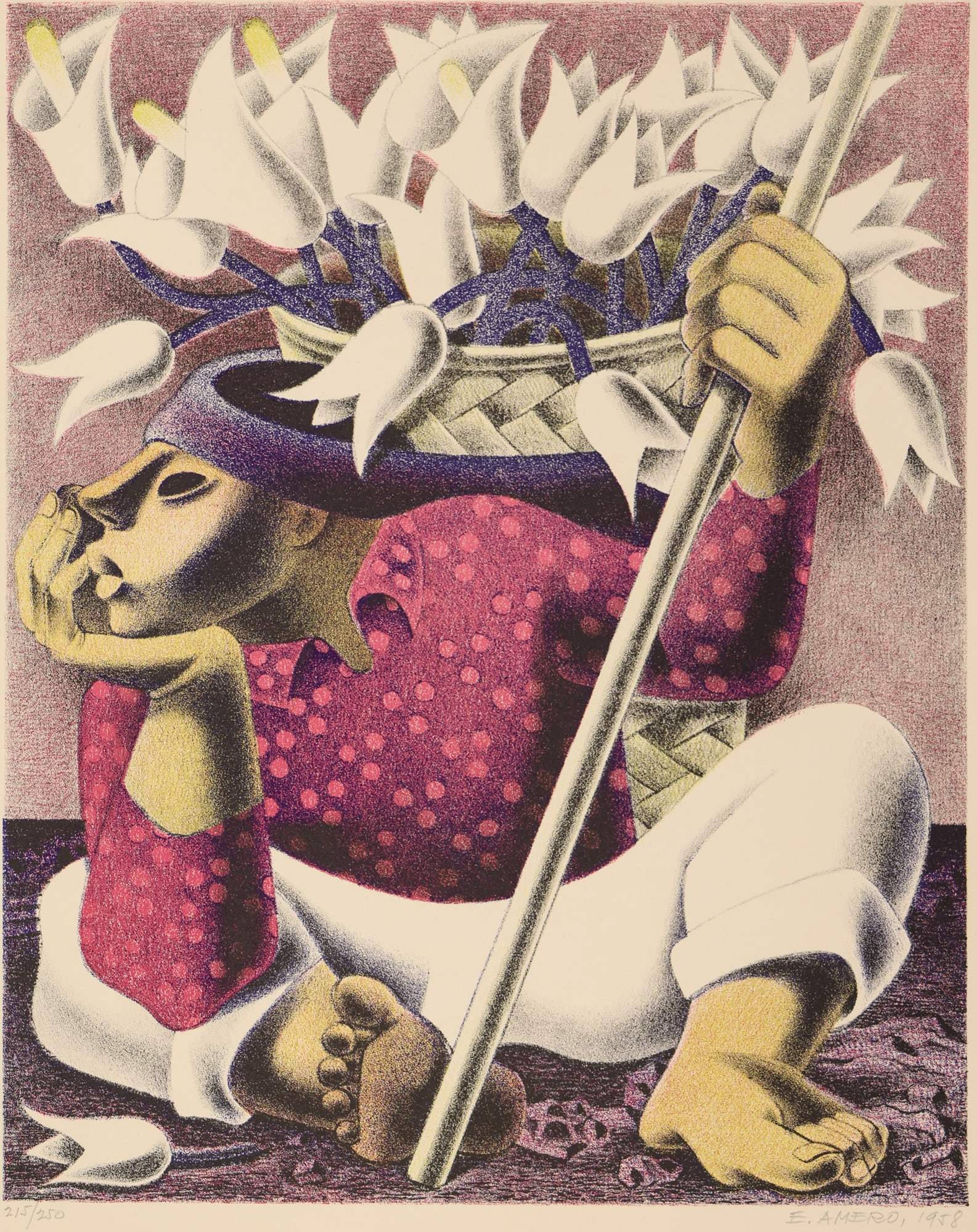 Emilio Amero ''Flower Vendor'' 1958 Lithograph (1 of 3)