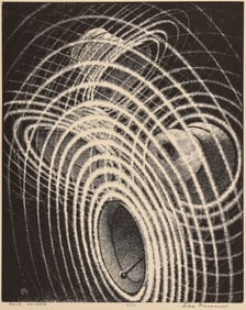 Leo Meissner ''Four Chimes'' Wood Engraving