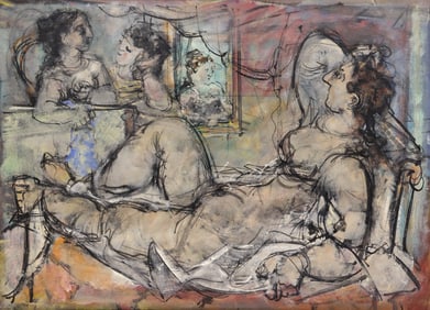 Max Weber ''Reclining Nude'' 1940's Oil on Canvas