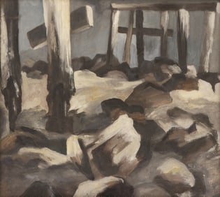 Kenneth Callahan ''Dock Pilings'' 1930's Tempera