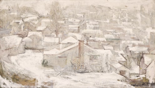 Ambrose Patterson ''Suburban Snow'' 1949 Oil