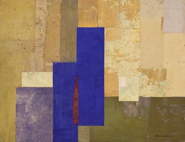 Paul Horiuchi ''Vertical Blue'' 1986 Casein Collage