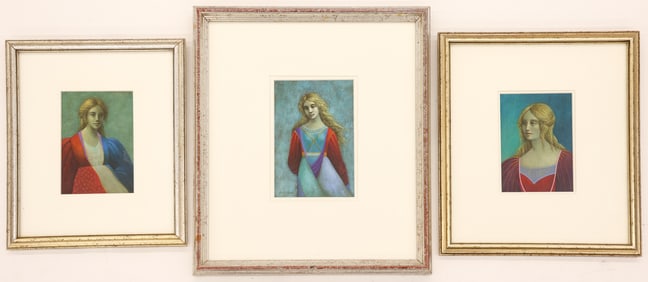 Betty Frost ''Three Works: Women in Red Robes'' Oils