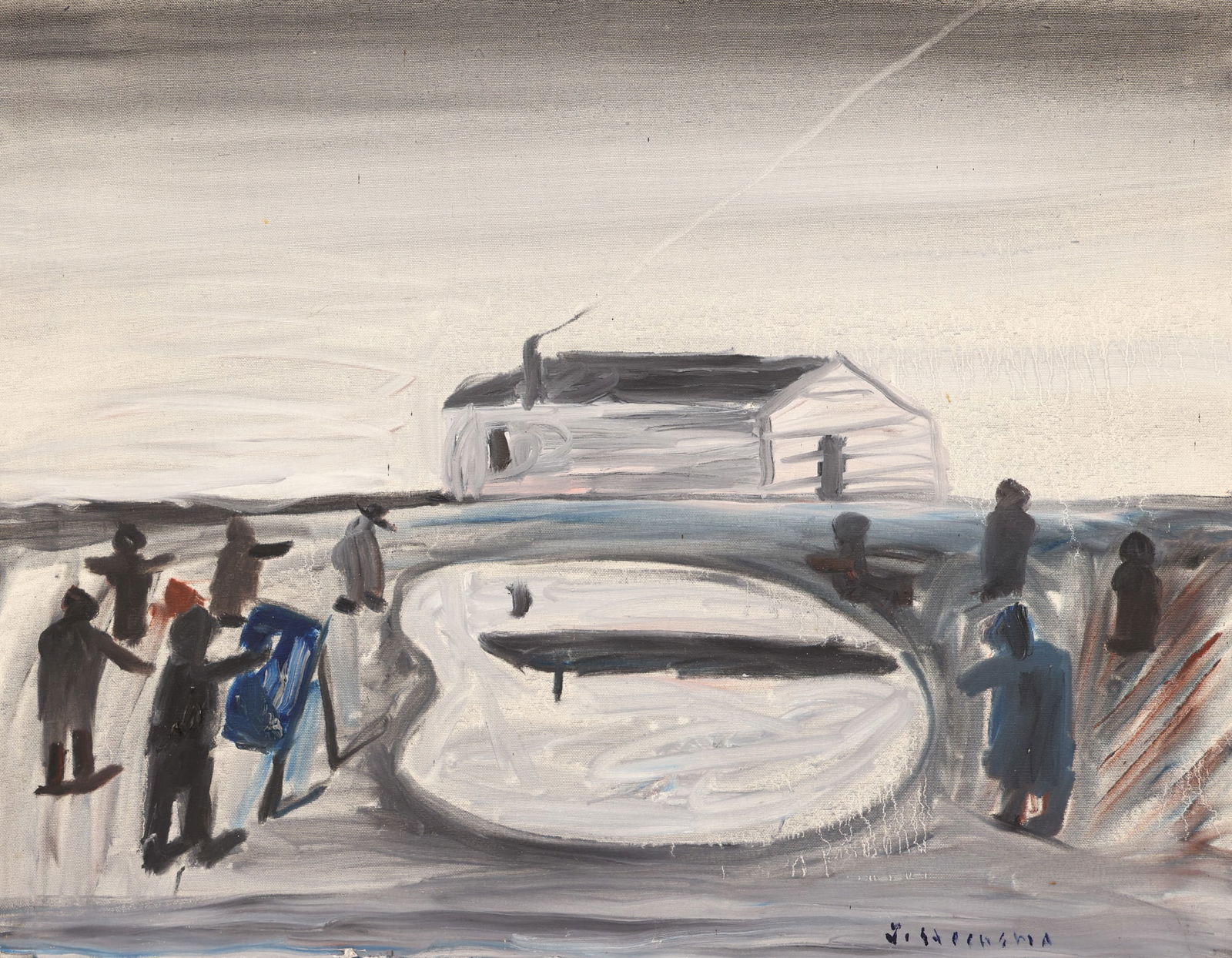 Jay Steensma ''The Gathering'' 1980's Oil (1 of 2)