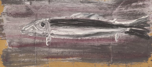Jay Steensma ''Pink Salmon'' 1991 Oil on Paper Bag
