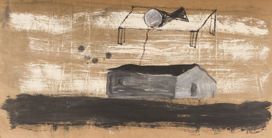 Jay Steensma ''Eco, Sky Symbol'' 1991 Oil on Paper Bag