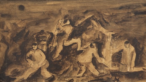 James Martin ''Untitled'' (Workers) 1965 Tempera