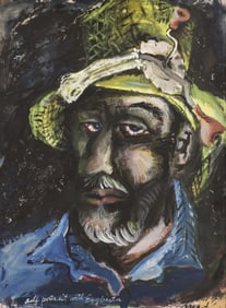 James Martin ''Self Portrait with Eggbeater'' Gouache