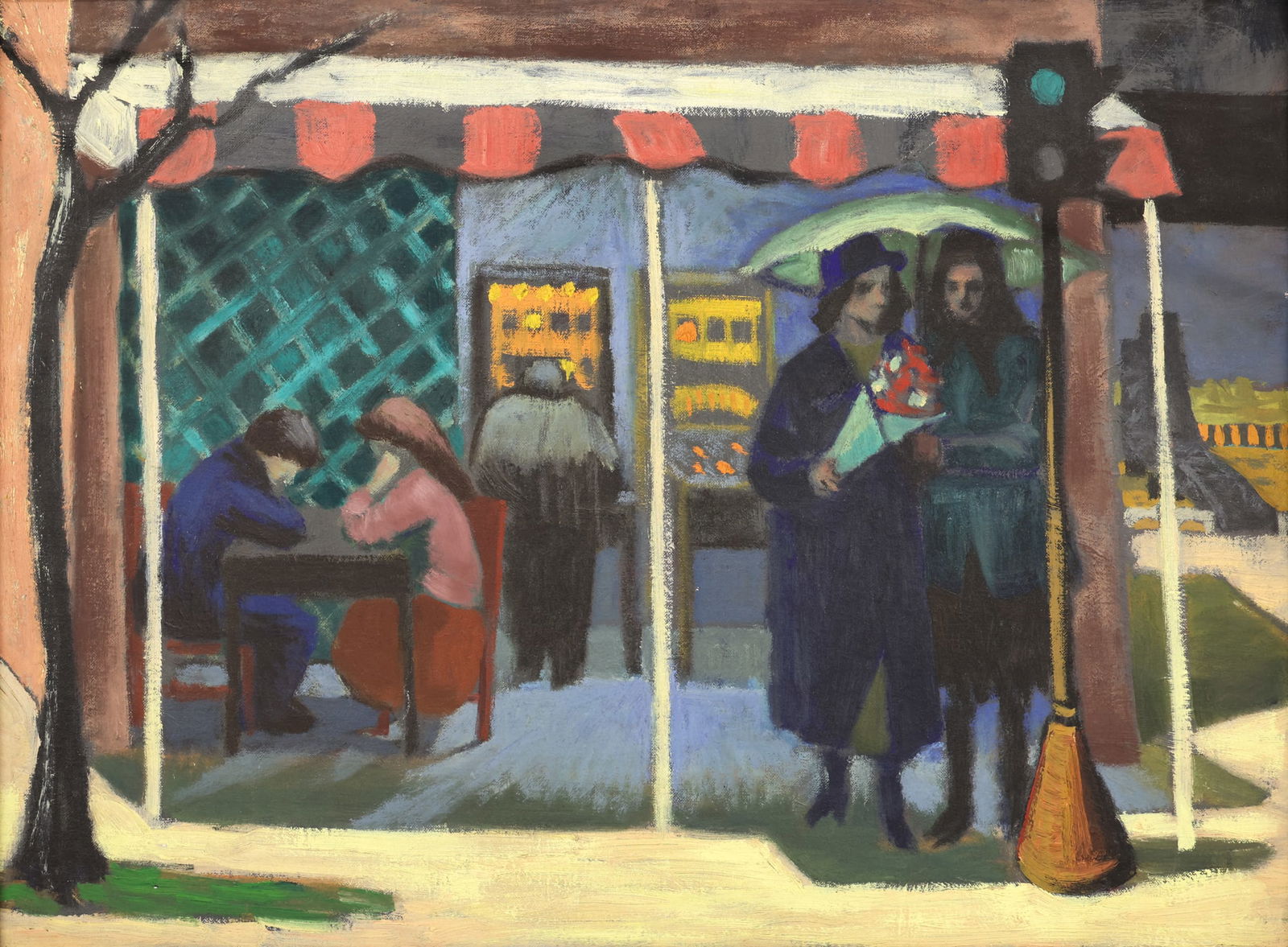 Jack McLarty ''Couple in a Cafe'' 1946 Oil (1 of 2)