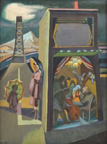 Jack McLarty ''Night Club by the Bridge'' 1946 Oil