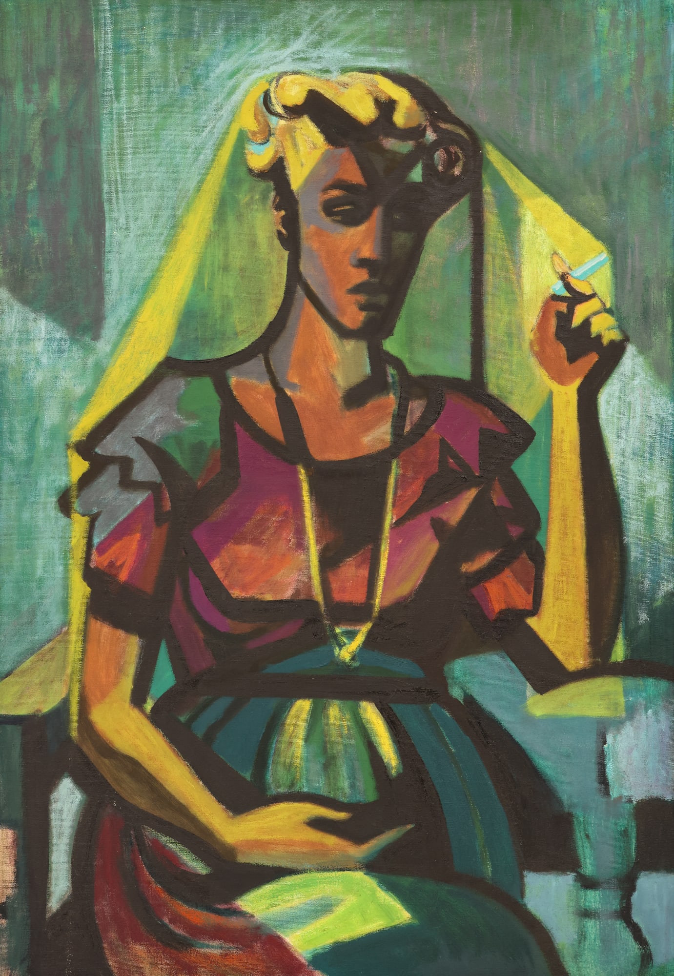 Jack McLarty ''Untitled'' (Woman Smoking) 1950's Oil (1 of 2)