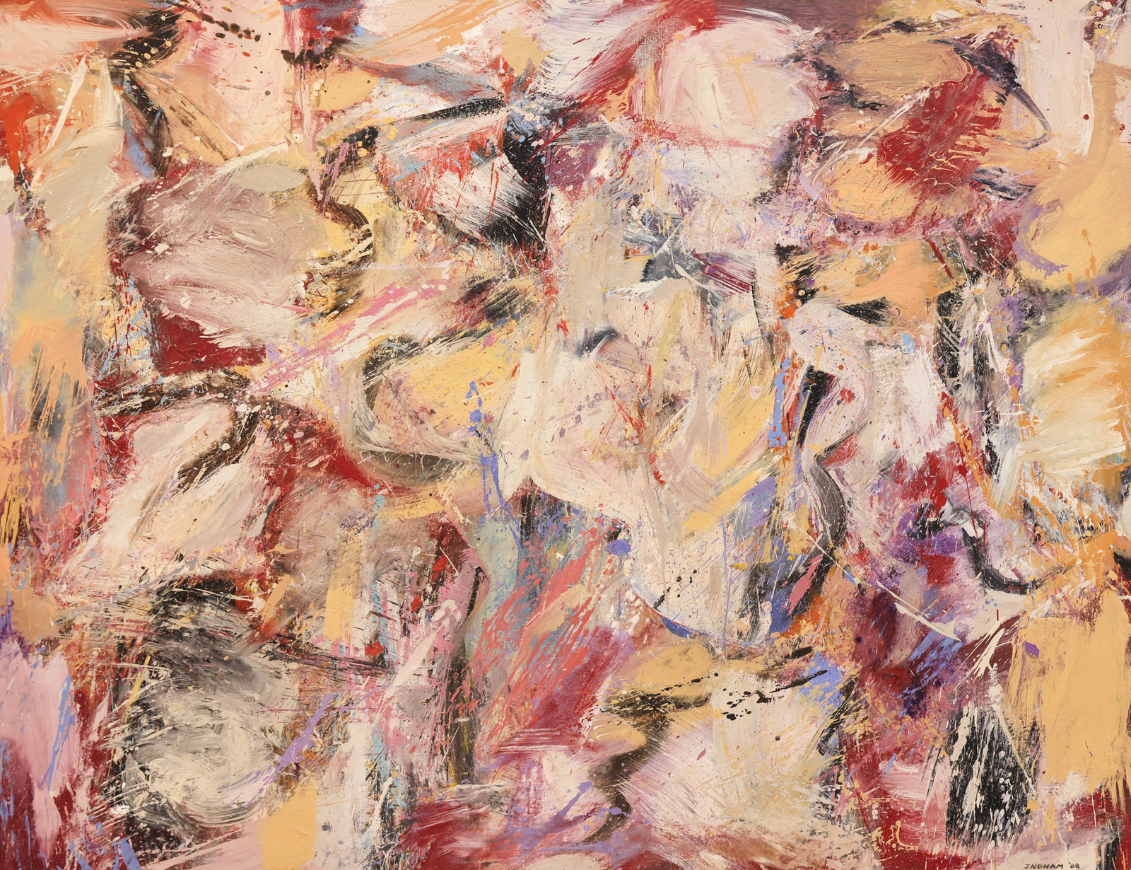 William Ingham ''Configuration: Yellow and Blue'' 1988 Oil: William Ingham (b.1944 Washington) ''Configuration: Yellow and Blue'' 1988 Oil on Board 30''x39.25'' Image. Signed and dated l.r. Framed 40.5''x49''. Overall excellent condition.