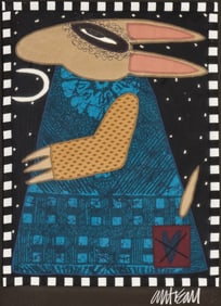 Chris Roberts Antieau ''A Rabbit in a Dress'' Fabric Art