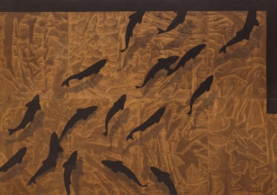 Charles Krafft "Up Stream" 1982 Large Tempera Painting