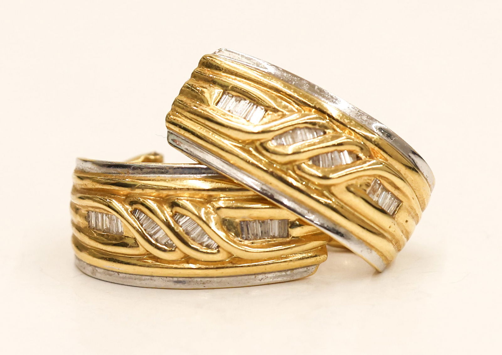 Pair 18k Diamond Two-Tone Earrings (1 of 3)