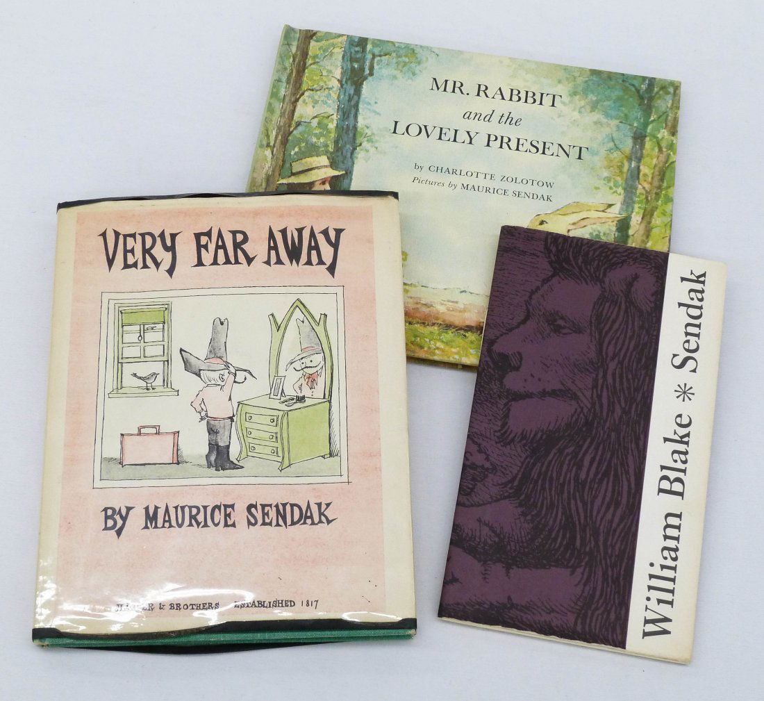 Group (3) Maurice Sendak Ink Signed Children's Books. I: Group (3) Maurice Sendak Ink Signed Children's Books. Includes ''Mr. Rabbit and the Lovely Present'', ''Very Far Away'', and ''Poems from William Blake's Songs of Innocence''.