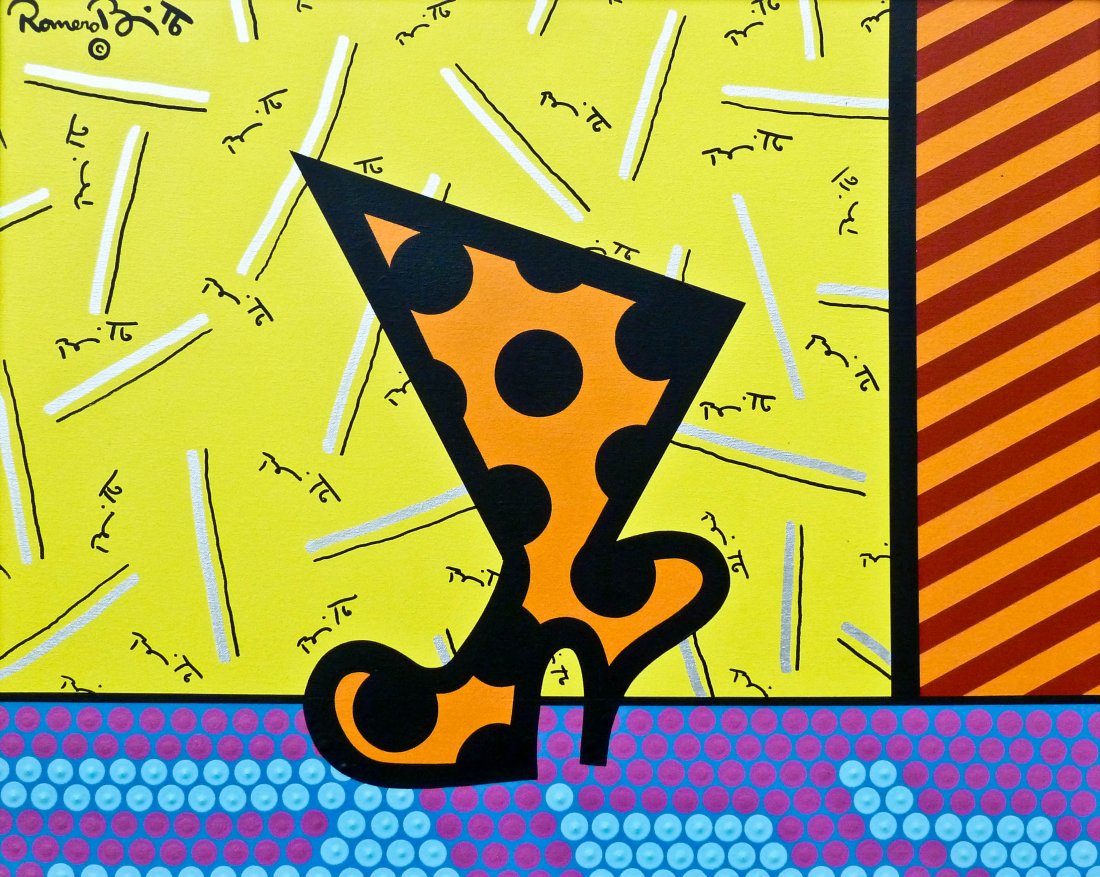 Romero Britto (b.1963 Brazilian) ''The Boot'' 1990 Miam: Romero Britto (b.1963 Brazilian) ''The Boot'' 1990 Miami Acrylic/Canvas 24''x36''. Comes with certificate of authenticity signed by artist.