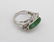18k Apple Jade & Diamond Lady's Ring. White gold pierce