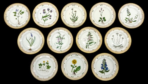 Set 12 Royal Copenhagen Flora Danica Plates