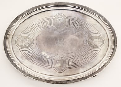 Antique Tiffany & Co. Sterling Medallion Oval Tray