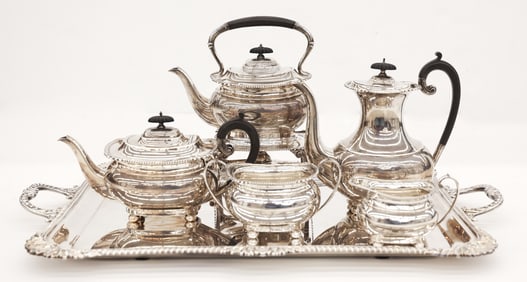 6pc Asprey London Sterling Tea and Coffee Service