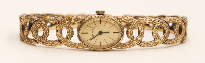 Lady Elgin 14k Modernist Band Wrist Watch