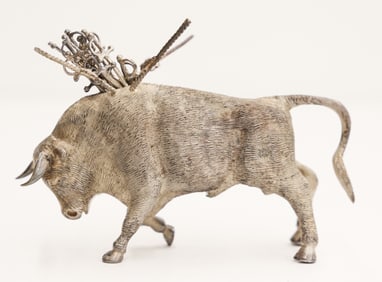 Mexican Solid Sterling Bull Hors D'oeuvres Pick Set