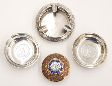 4pc Old Persian Coin Dishes and Table Articles