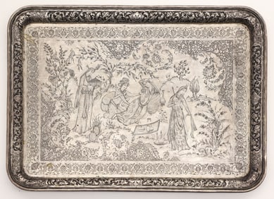 Persian Iran 84 Silver Scenic Serving Tray