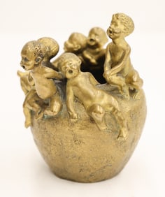 Hans Stoltenbert Lerche ''Vase with Children'' Bronze Vessel