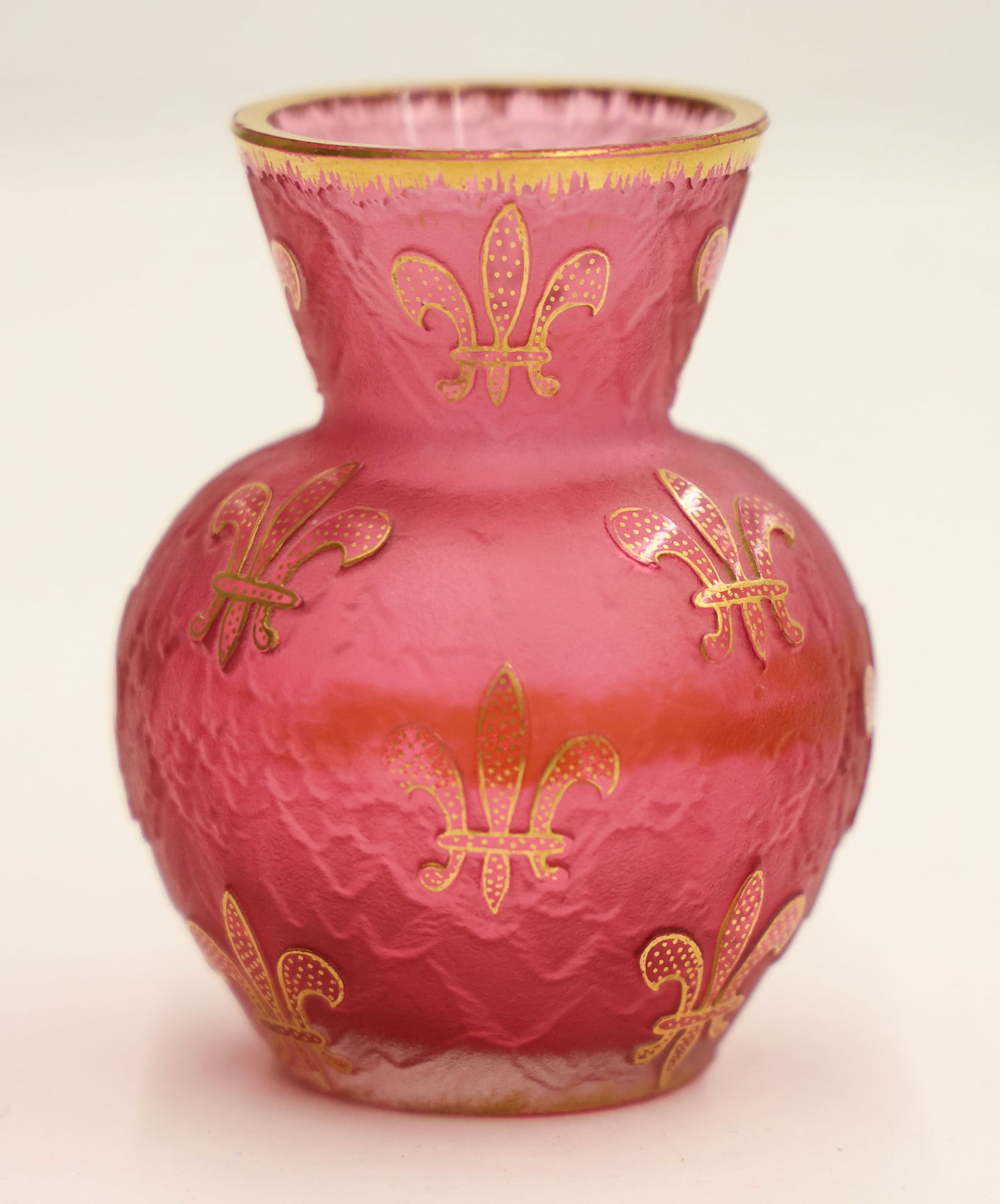 Daum Nancy Cameo Glass Fleur de Lis Miniature Vase (1 of 3)