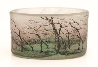 Daum Nancy Miniature Rain Scene Cameo Glass Salt