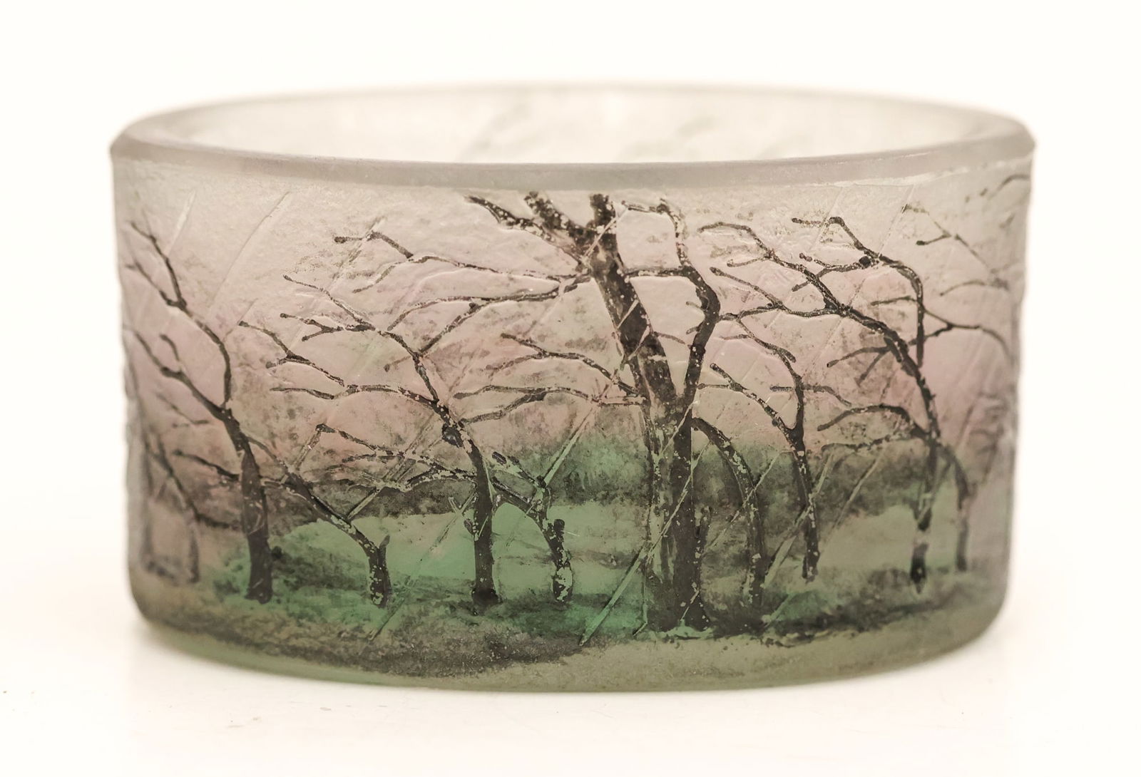 Daum Nancy Miniature Rain Scene Cameo Glass Salt (1 of 3)